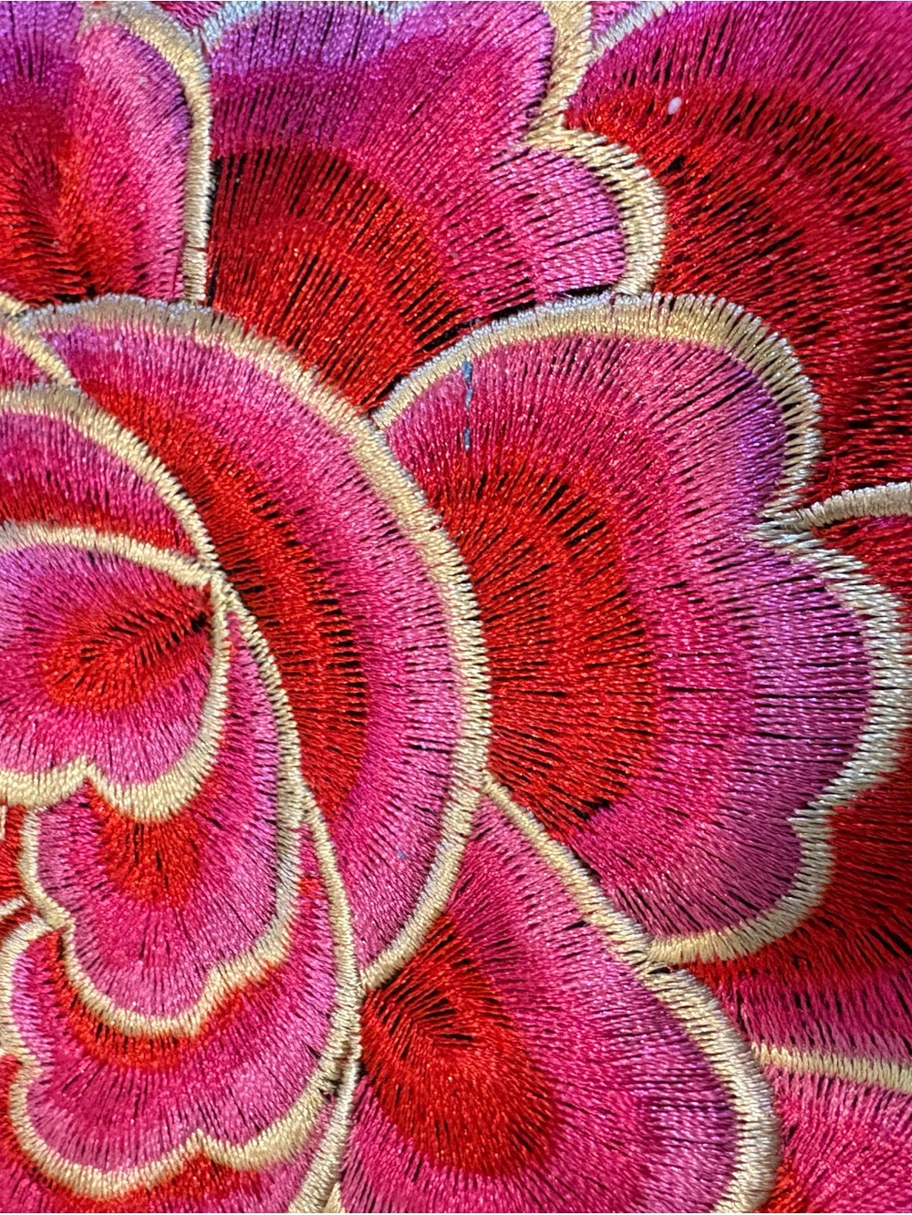 Embroidered Floral Tote Bag in Black and Pink - Picture 6 of 8